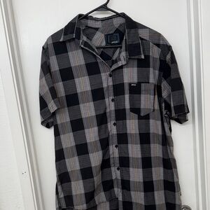 Rip Curl Black and Gray Plaid Shirt